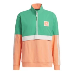Adidas Golf Men's Adicross Anorak 1/2-Zip Pullover -Golf Series Discount adiow 3206 grn frontnm 08 23 80234.1693521720