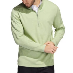 Adidas Golf Men's 3-Stripe Quarter-Zip Pullover Layering Piece -Golf Series Discount adiow 6149 lime front 11 22 05255.1667604642