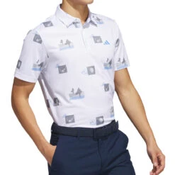 Adidas Golf Men's Allover-Print Polo Shirt -Golf Series Discount adipolo 7998 wht obq 08 23 28244.1696925839