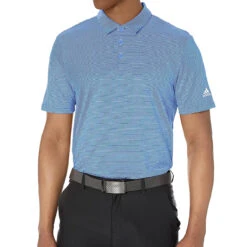 Adidas Men's Ottoman Striped Polo Golf Shirt -Golf Series Discount adipolo 9074 blufus front 07 23 59104.1697143078