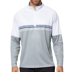 Antigua Bender Quarter-Zip Golf Pullover -Golf Series Discount antow 89343w whtnvy mfront 10 23 38136.1697487097