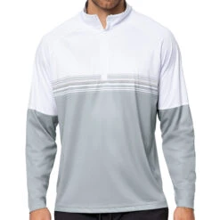 Antigua Bender Quarter-Zip Golf Pullover -Golf Series Discount antow 89347w whtgry mfront 10 23 24855.1697487097