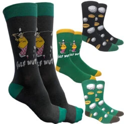 Fine Fit Golf Fun Novelty Crew Golf Socks (4-Pair)