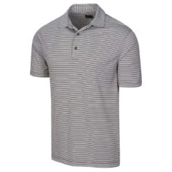 Greg Norman Golf Men's Protek Oxford Micro Stripe Polo Shirt -Golf Series Discount gnpolo 400 blk front 03 23 68949.1697458149