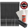 Karma Velour Black Golf Club Grip Kit (13 Grips, Solvent & Double Sided Tape) -Golf Series Discount hkc karma gripkit 1 0319 70378.1667488016