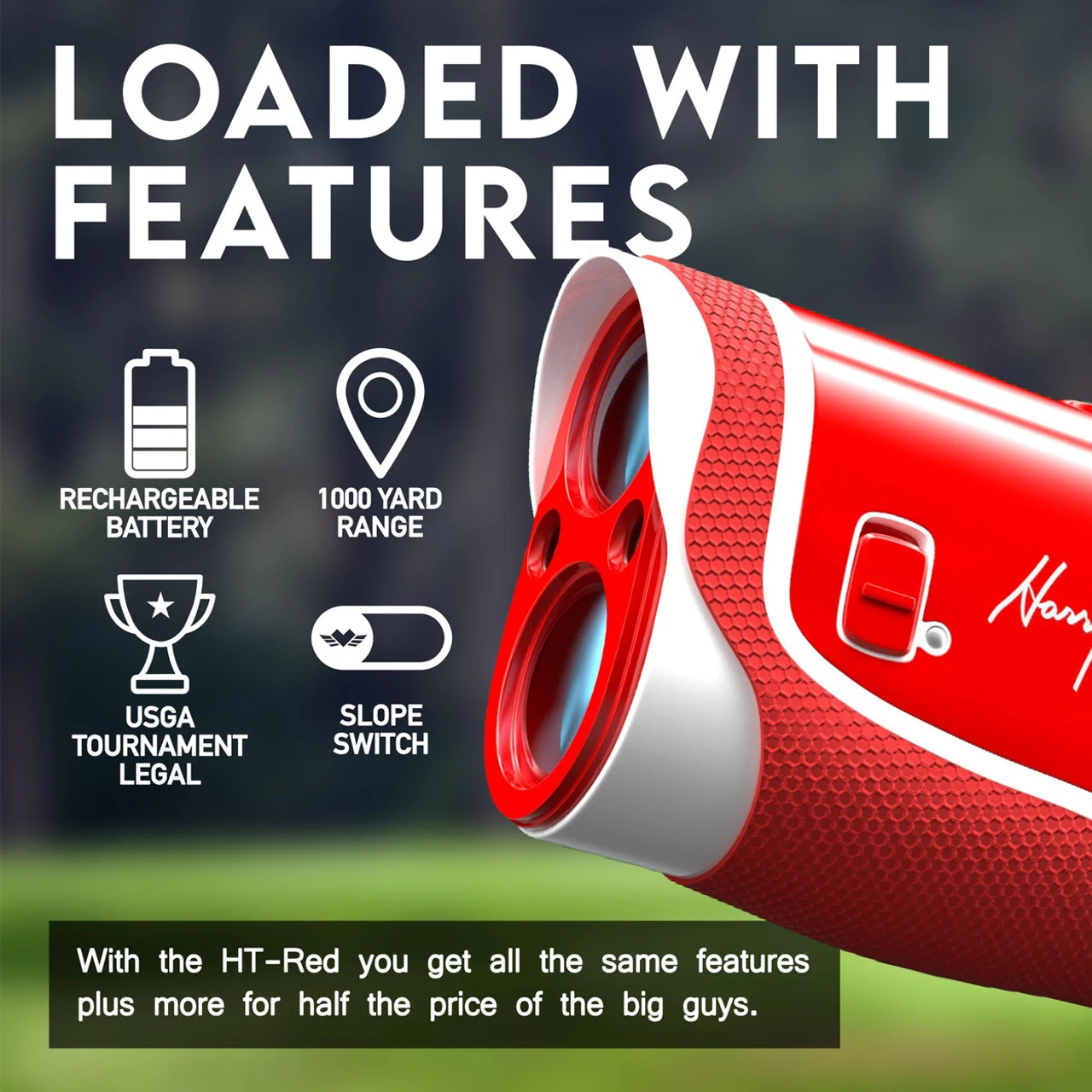Harry Taylor Golf Red Edition Laser Rangefinder With Slope, Manufacturer Refurb 4 Harry Taylor Golf Red Edition Laser Rangefinder With Slope, Manufacturer Refurb - Image 2