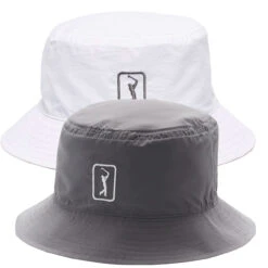 PGA Tour Reversible Bucket Hat - OSFM Fits Up To 7.5 Hat Size -Golf Series Discount pgatbuckhat whtgry 4268 front 10 23 95207.1697313521