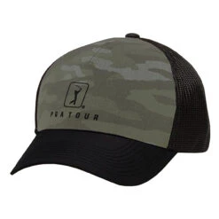 PGA Tour Adjustable Snapback Camouflage Trucker Cap -Golf Series Discount pgathat blklic 0463 front 10 23 21007.1696462152