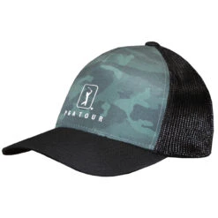 PGA Tour Adjustable Snapback Camouflage Trucker Cap -Golf Series Discount pgathat duckgrn 6053front 10 13 49679.1696462153