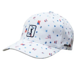 PGA Tour Golf Pro Series USA Print Adjustable Hat -Golf Series Discount pgathat wht 7980 obq 10 23 38510.1696621463