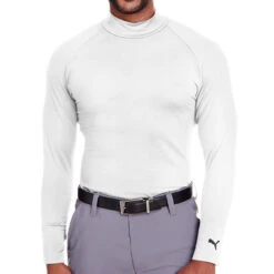 Puma Golf Men's Longsleeve Mock Neck Base Layer Shirt -Golf Series Discount pumaow 0802 wht front 08 23 05739.1692130886