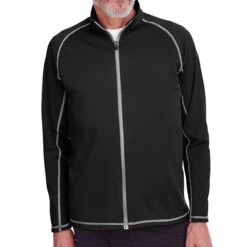 PUMA Golf Men's Fairway Full-Zip Fleece-Lined Jacket -Golf Series Discount pumaow 80601 blk front 10 22 07142.1697299074