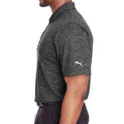 PUMA Golf Men's Performance Stripe Polo Golf Shirt -Golf Series Discount pumapolo 6804 blkhtr lat 9 22 27207.1667488666