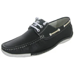 Zoyla Italia Men's Boat Shoe By Alessio -Golf Series Discount zoyitalia black side 0817 45083.1697501606